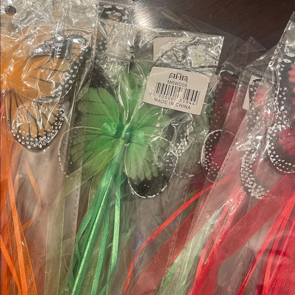 Assorted butterfly Fairy Wand Party Favors with Maribou and ribbons set of 20